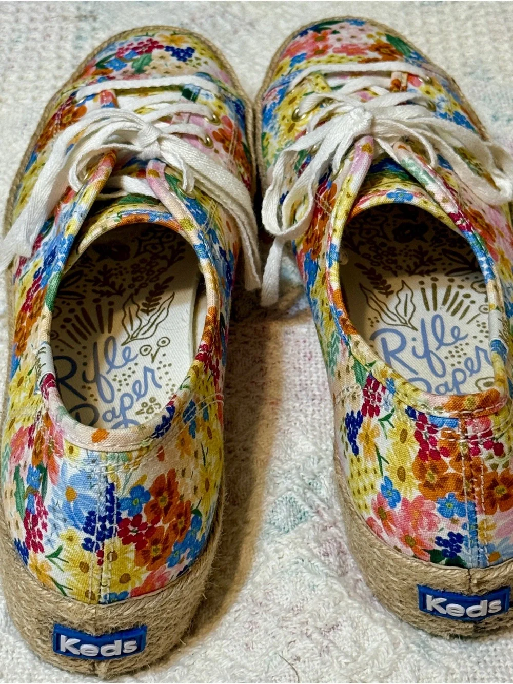 Keds x Rifle Paper Co Womens Floral Canvas Low Top Lace Up Sneakers WF67549 Sz 9